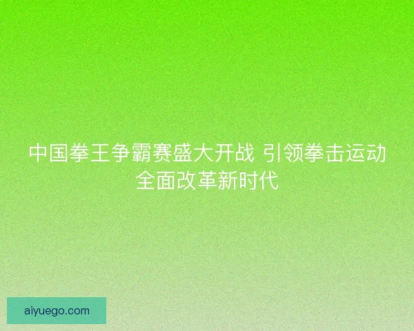 中国拳王争霸赛盛大开战 引领拳击运动全面改革新时代