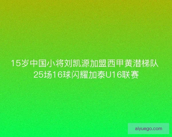 15岁中国小将刘凯源加盟西甲黄潜梯队 25场16球闪耀加泰U16联赛