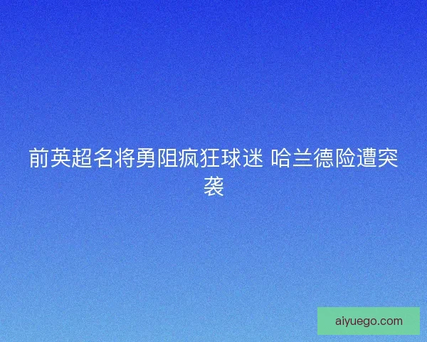 前英超名将勇阻疯狂球迷 哈兰德险遭突袭
